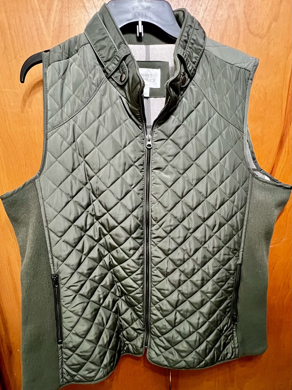 Market & Spruce Dulcie Quilted Olive Green Vest